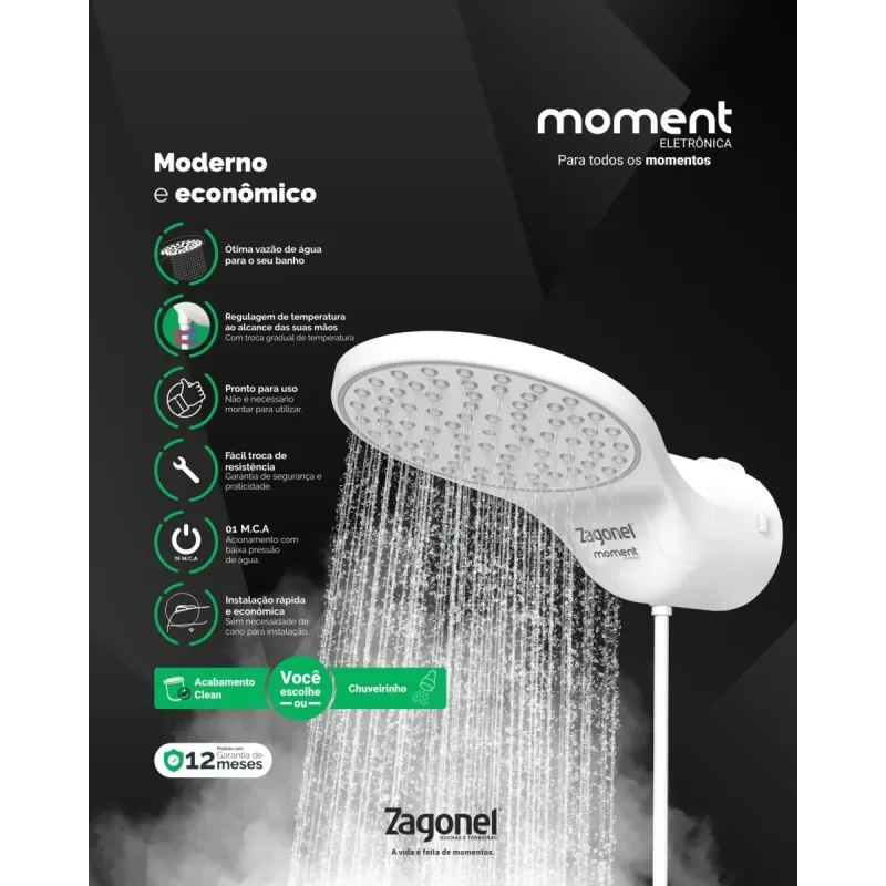Ducha Moment Eletronica 127V 5500W - Zagonel — Eletrônicos